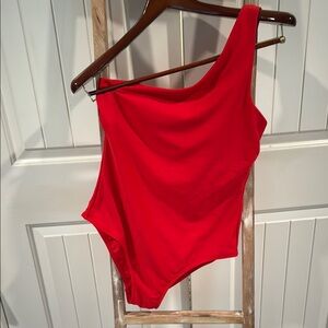 Red One-Shoulder Swimsuit